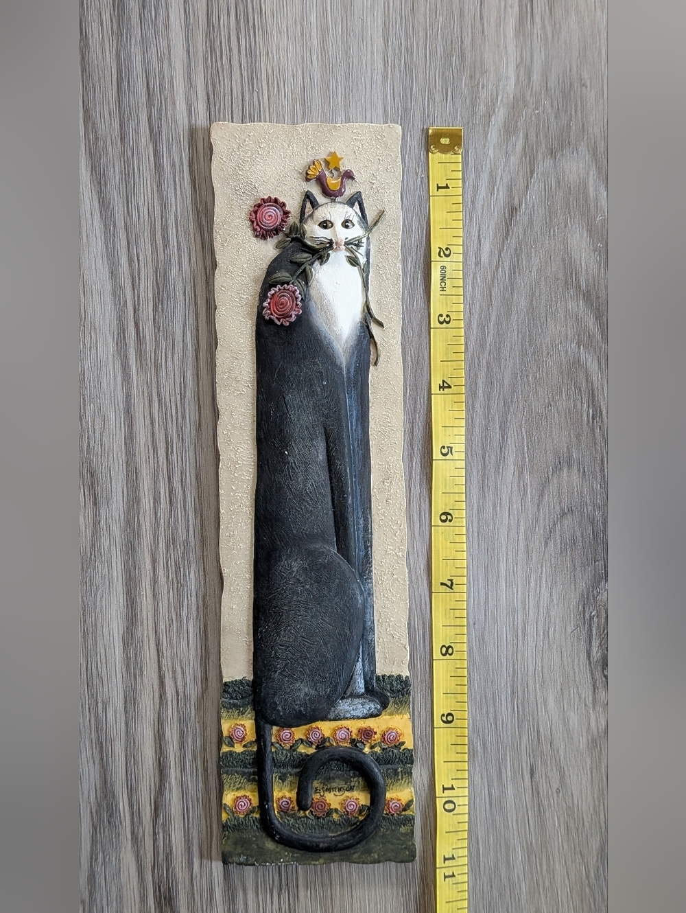 E. Smithson Cat Tails Resin 3D Wall Art "Rosebud" Wall Hanging Plaque Signed VTG - Picture 5 of 6